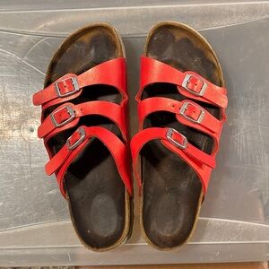 Birkenstock Red Women's Sandals with Buckle Straps